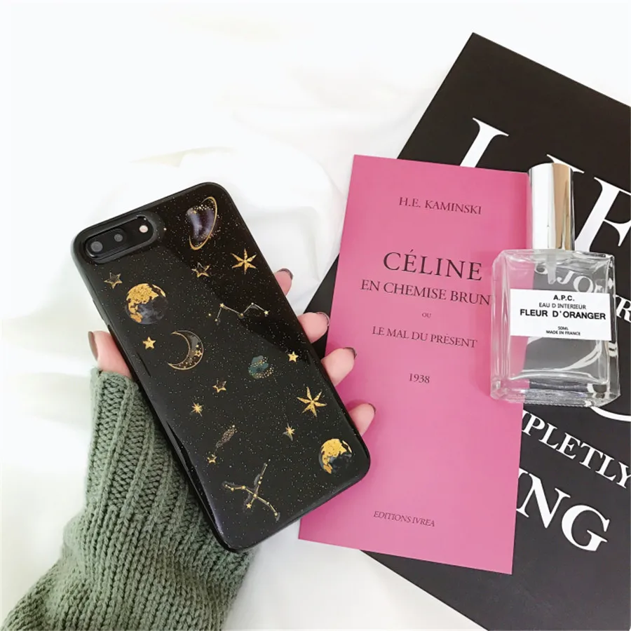 Роскошный блестящий чехол для телефона с космическим Луном iphone XS MAX XR 7 8 plus чехлы