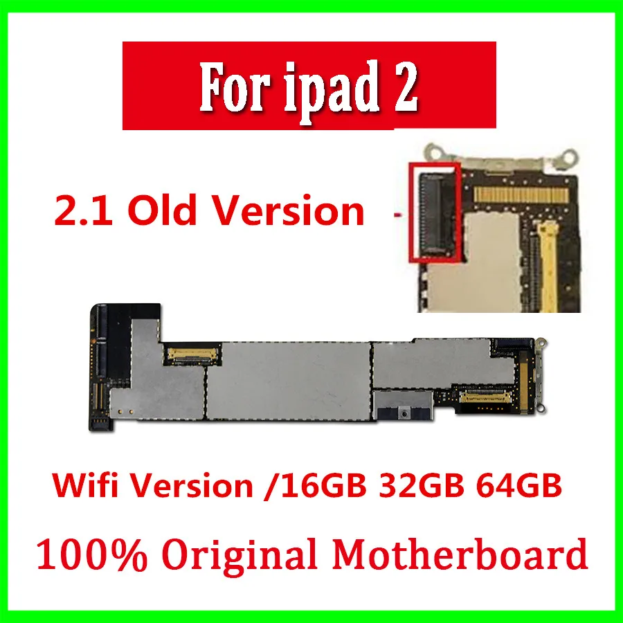 Оригинальная разблокированная материнская плата для iPad 2 WiFi WLAN 16 ГБ 32 версия Ipad с