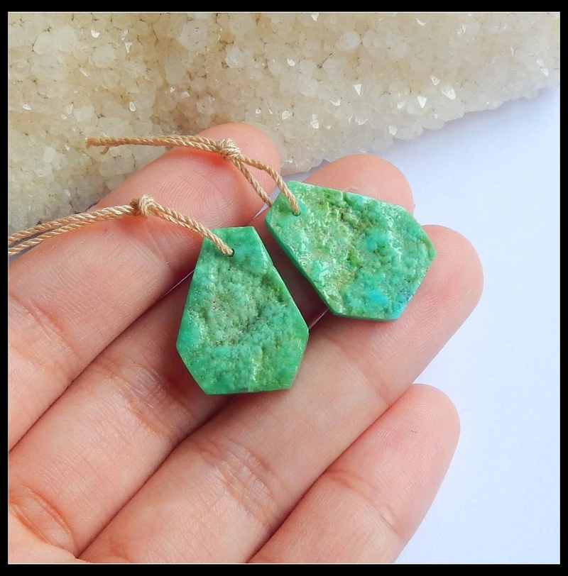 2 пары Drusy бирюза Спящая красавица ручной работы Летний стиль красоты короткие серьги бусина 21x16x3 мм 19x11x5 мм 5,9 г