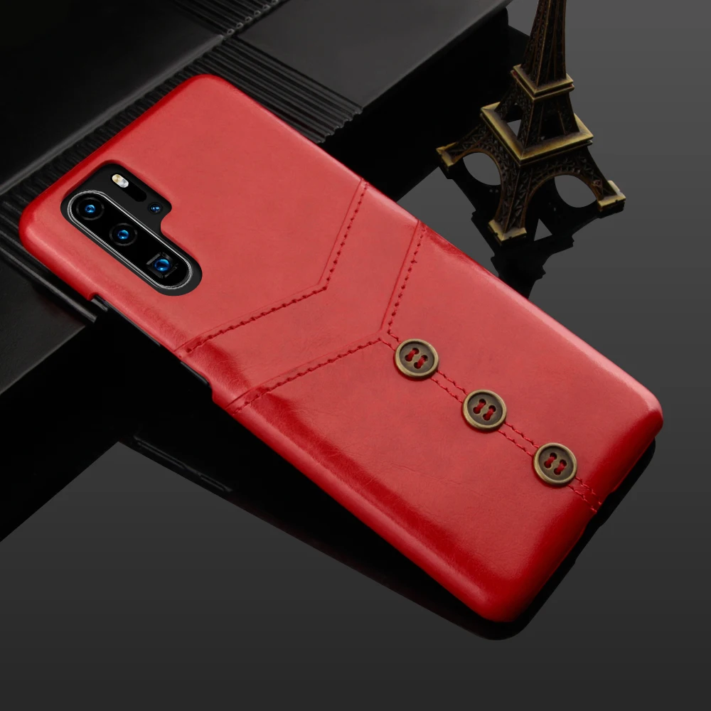Luxury Oil Wax PU Leather Buckle Wallet Phone Cases For Huawei P30 P20 Lite Pro Mate 20 Lite Credit Card Money Slot Holder Cover