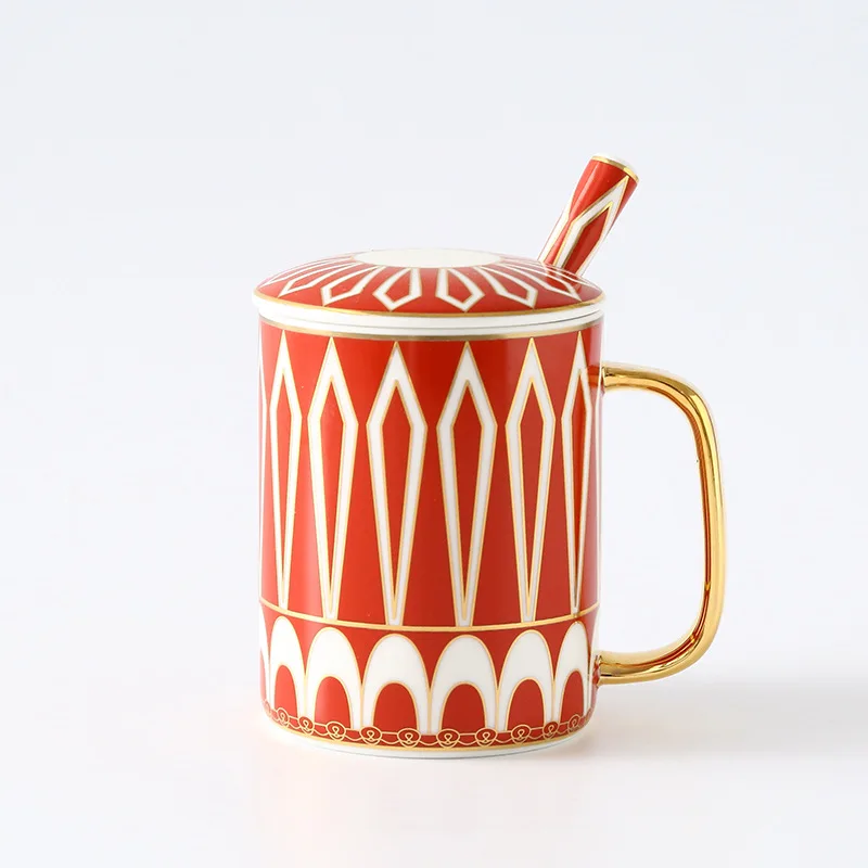1pcs Европейские Керамические кофейные чашки и кружки, золотые геометрические узоры, живопись, фарфоровая кружка для воды, пара кафе, подарок для любви, посуда для напитков, инструменты - Цвет: 1pcs