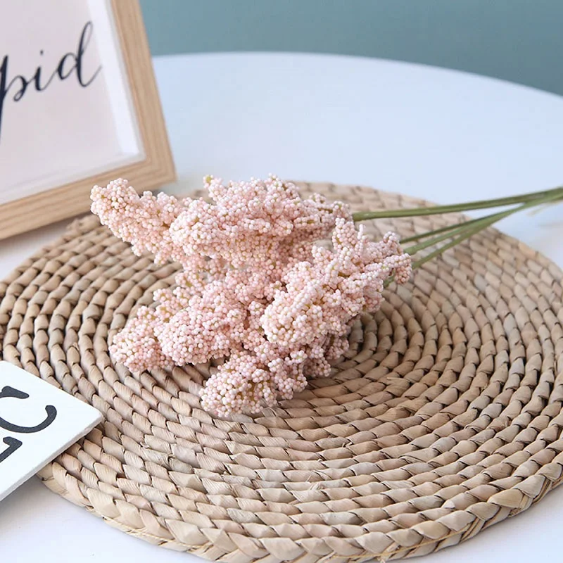light pink 6 шт./упак. искусственных зерна шипы небольшой свежий с травой Искусственные цветы натуральный пастырской Свадебные украшения дома - Цвет: light pink