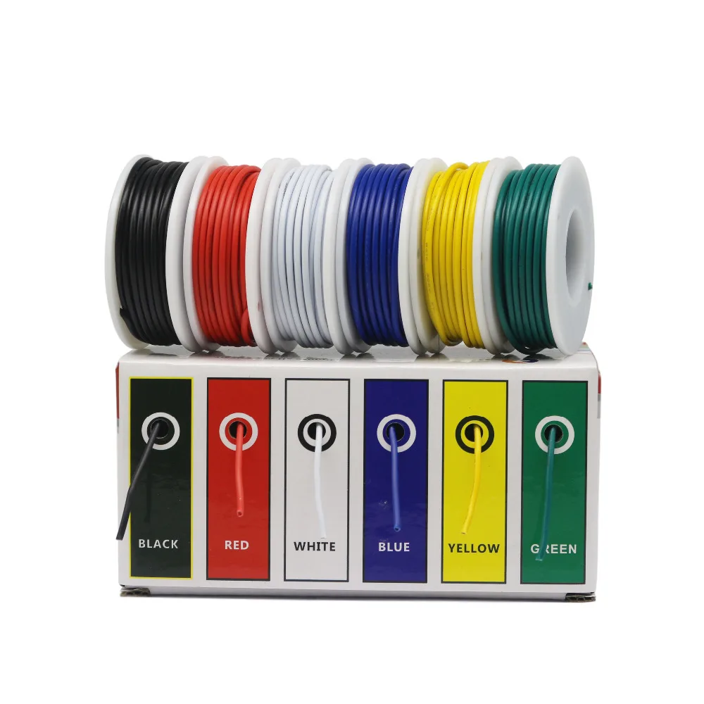 

CBAZ 26 AWG 1007 Hook up Wire Kit (Stranded Wire Kit) 26 Gauge 6 colors 32.8 feet Each Electrical Wire 60m