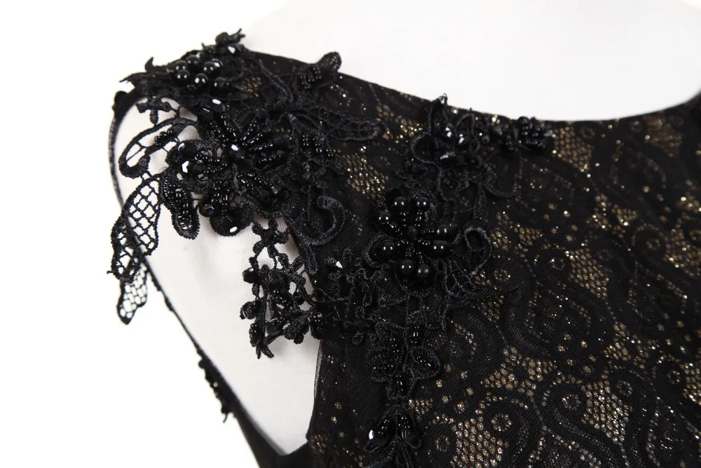 Женское платье из фатина с открытой спиной CloverBridal Mangas COM aplicacoes de perolas Tule bordado Preto