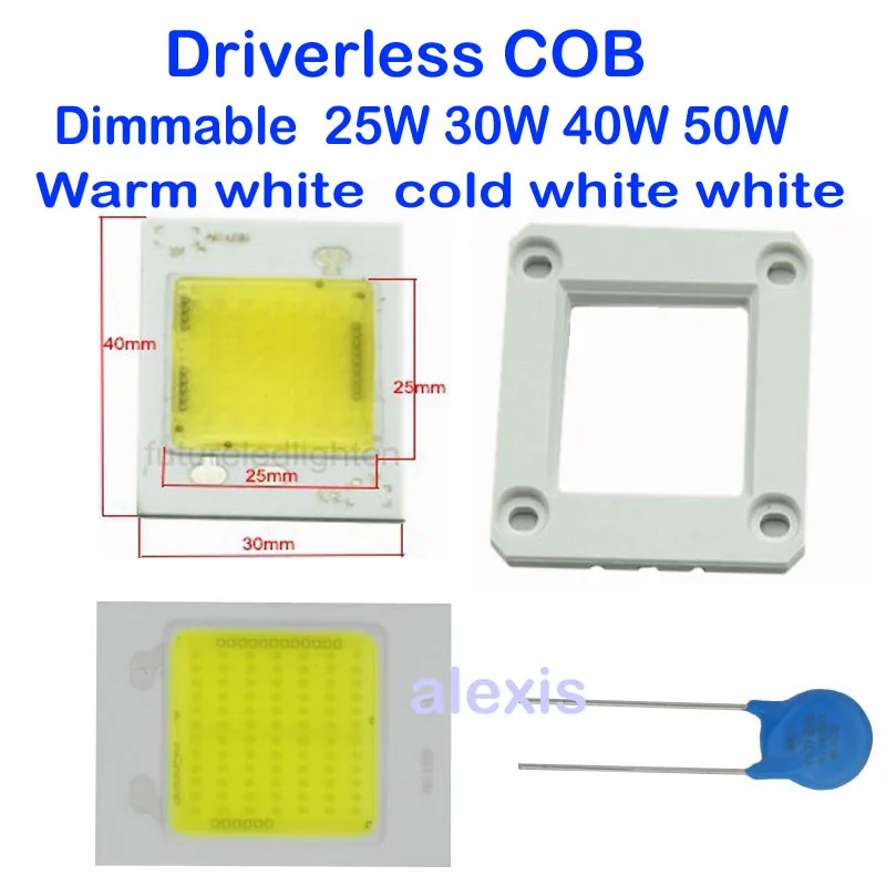 

220V 110V Driverless ceramic cob module chips 20W 30W 40w 50W high power led PCB assemble floodlights source triac dimmable