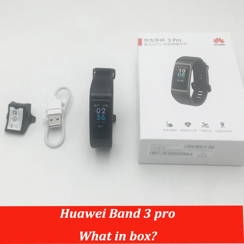 Оригинальный Huawei Band 3 Pro Смарт браслет группа GPS Водонепроницаемый цветной