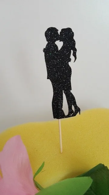 Блестящие поцелуи пара кекс Toppers -- свадебный душ/украшения для