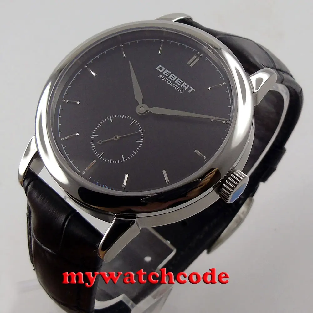 Полированные 40 мм деберт черный циферблат кожаный ремешок автоматические