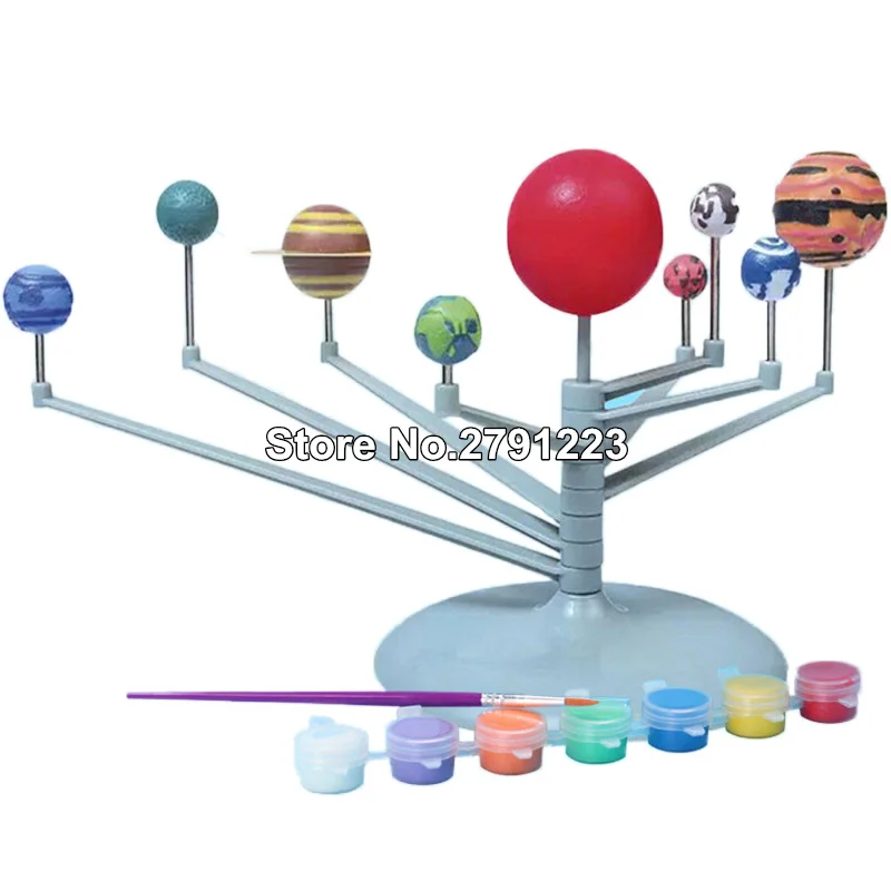21 см DIY 3D моделирующая модель солнечной системы, игрушечные весы с девятью планетами, пластиковые Развивающие игрушки в подарок