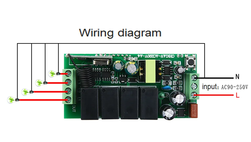 AC85 250V беспроводной пульт дистанционного управления 4CH DIY релейный приемник умный