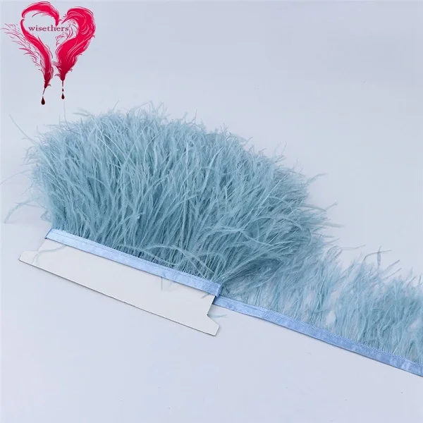 Light Blue 30 цветов, ширина 1 метр, 8-10 см, милые мягкие крашеные пуховые цветные натуральные страусиные перья, бахрома, отделка для шитья обуви - Цвет: Light Blue
