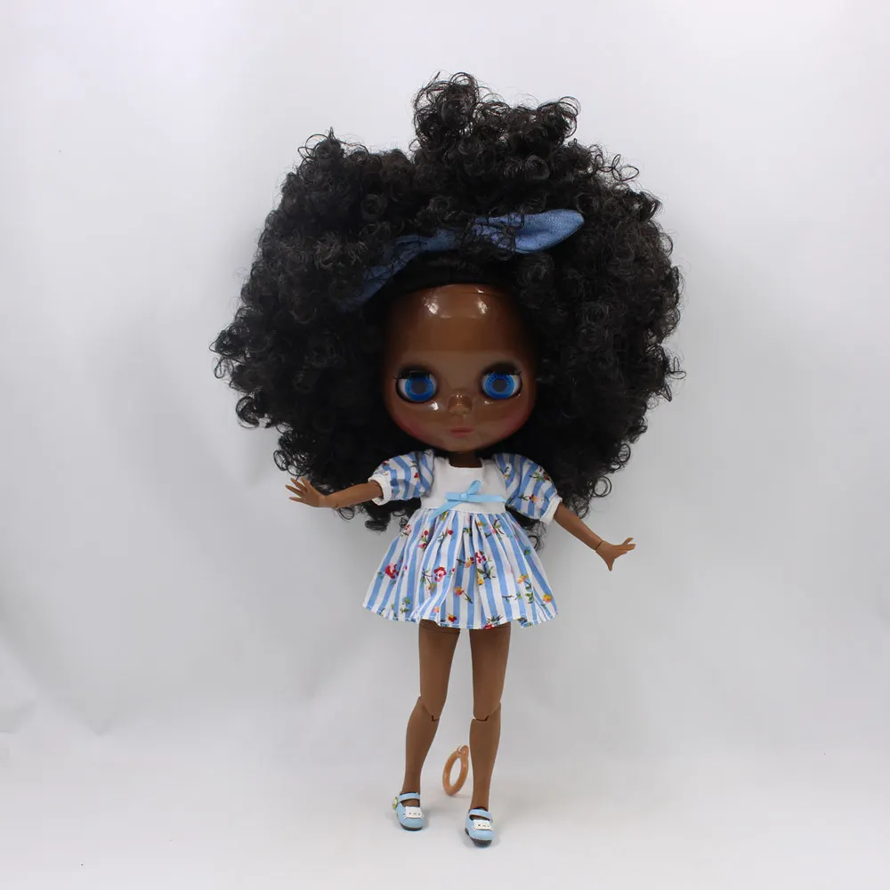 Ледяной DBS Blyth кукольные 1/6 bjd супер черный тон кожи темных оттенков черные волосы
