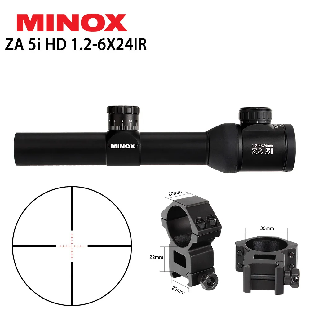 MINOX ZA 5i HD 1,2-6X24 ИК компактный охотничий прицел стекло травленая светящаяся сетка длинный глаз рельеф прицел оптические прицелы - Цвет: with Picatinny Rings