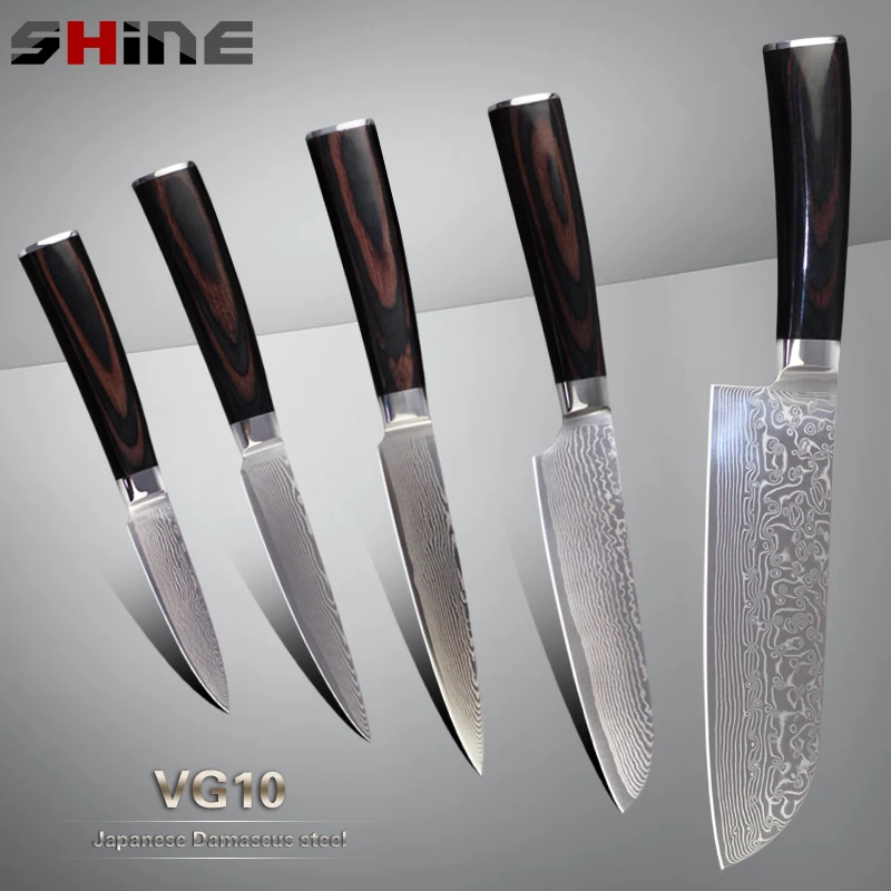 Xyj абсолютно Sharp Дамаск ножи santoku подсобное сравнивая ножей 5 шт. комплект японский