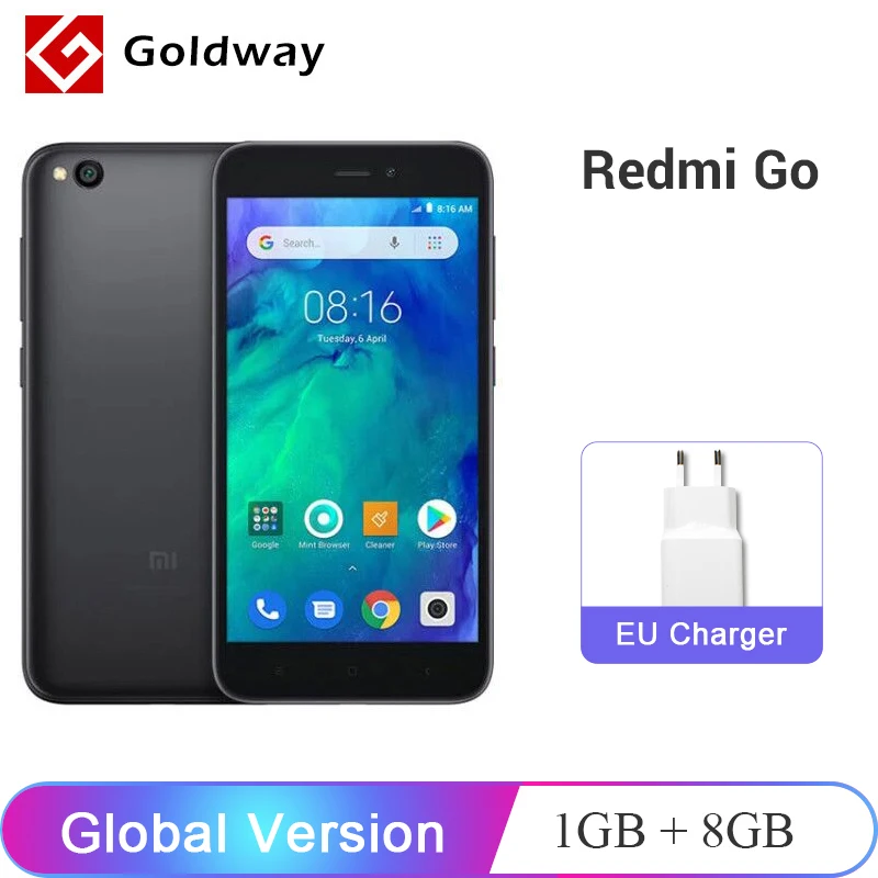 Смартфон Xiaomi Redmi GO с глобальной версией 1 ГБ ОЗУ 8 Гб ПЗУ четырехъядерный процессор