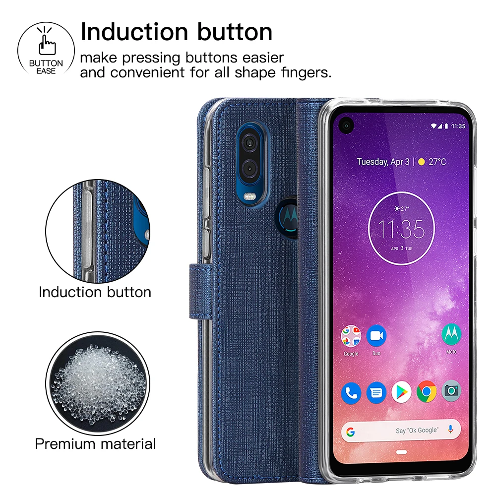 Винтажный кожаный флип-чехол для Motorola Moto One Vision кошелек с кармашком магнитный штатив Обложка для книги для Motorola Moto One Vision