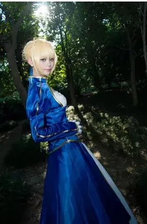 Бесплатная доставка Пользовательские Fate zero/Fate Stay Night Saber платье Irisviel синий костюм