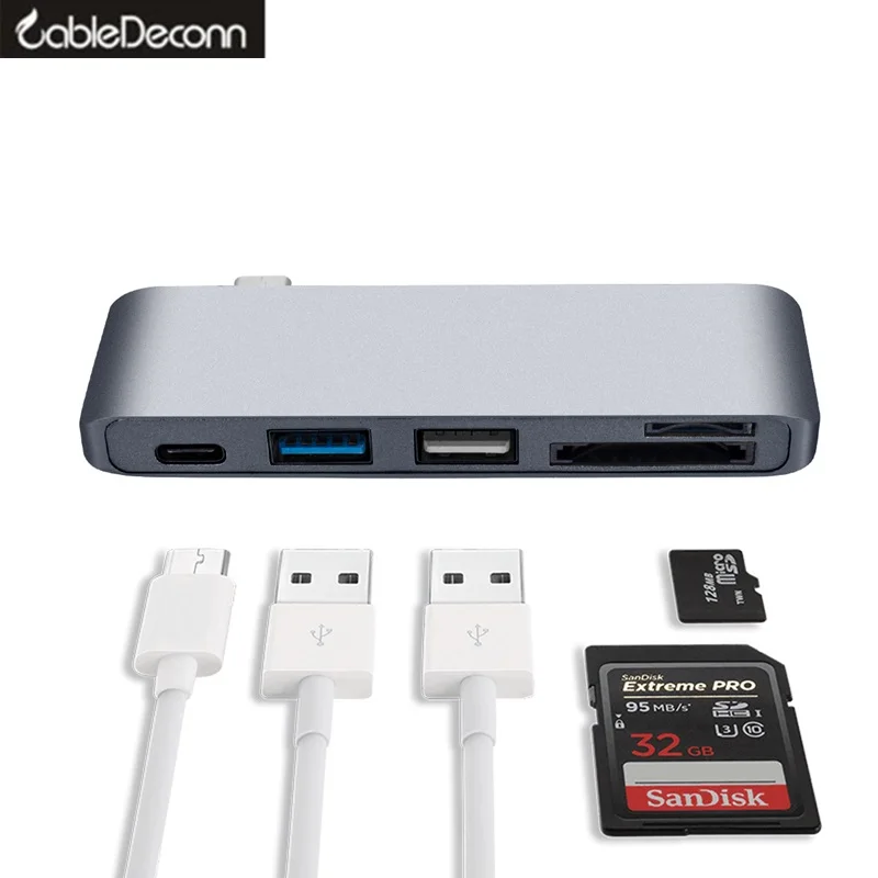 USB C концентратор Thunderbolt 3 док станция для USB3.0 usb3.1 зарядный кабель TF SD карта адаптер