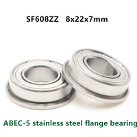 50pcslot abec 5 stainless steel flanged bearing sf608zz 8227 flange ball bearings 3d printer parts sf608 2z 8x22x7mm