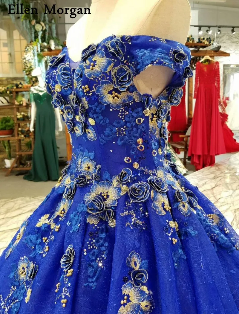 Красочные Синие кружевные вечерние бальные платья 2019 скидка плечевой корсет 3D