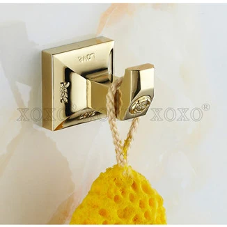 XOXONEWluxury твердая латунь традиционная вешалка для одежды резьба золотой ванная комната шляпа полотенца крючки вешалки настенные 17082 г - Цвет: golden