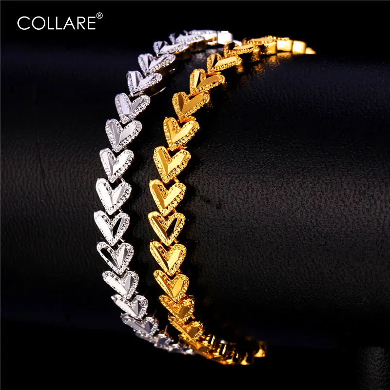 Браслеты Collare в виде сердца для женщин ювелирные изделия влюбленных цвет золото и