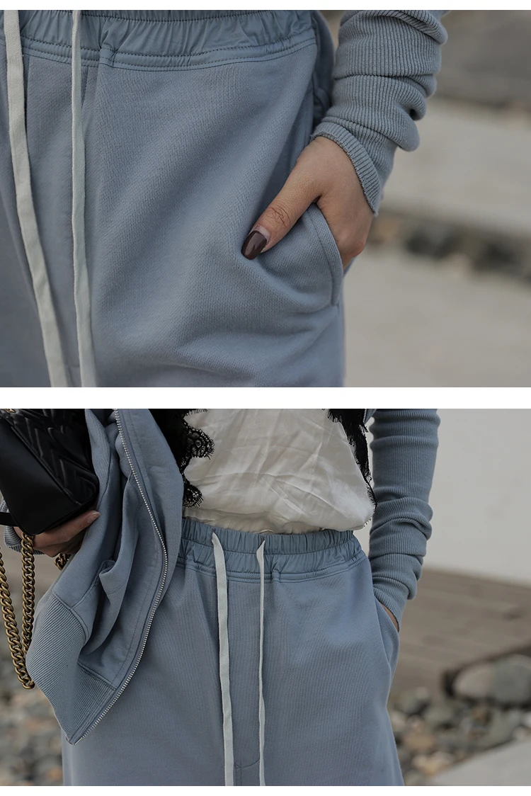 Owen Seak Women Casual Hallen Wide Leg Pants Cotton Gothic Women's Clothing Full Length Sweatpants Spring Solid Loose Pants
