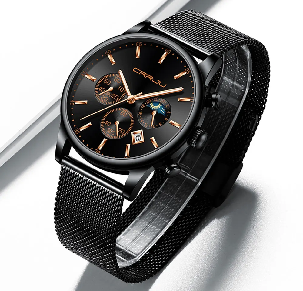 CRRJU мужские часы Reloj Hombre 2019 s лучший бренд класса люкс кварцевые с большим