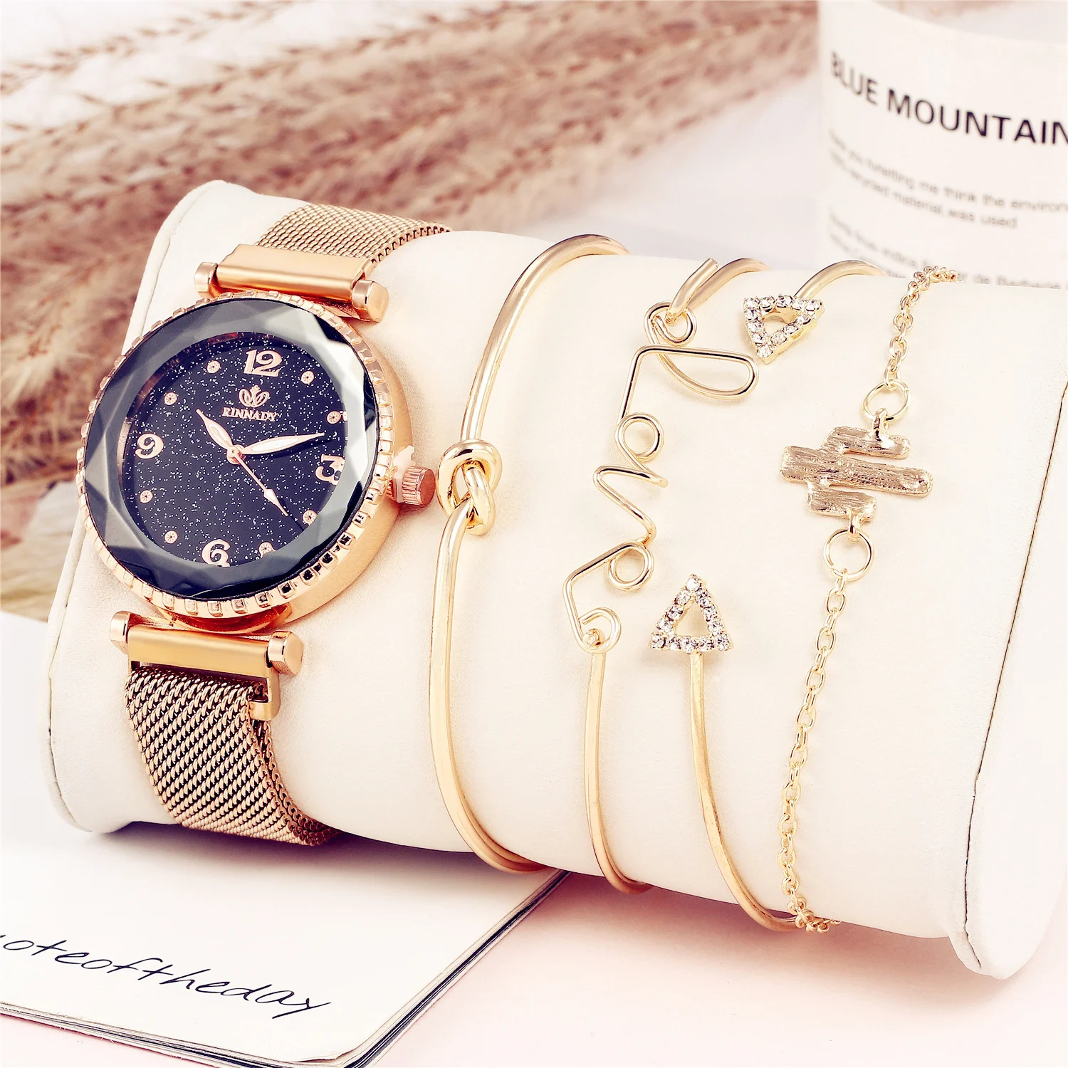 5pcs Luxury Brand Ladies Watches Women Watches Starry Sky Watch Quartz Diamond Wristwatches Montre Femme Relogio Feminino