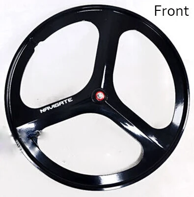Колеса из магниевого сплава 700C велосипед 3 Спицы fixie велосипед Mag TRI переднее заднее колесо Mag сплав фиксированная передача колеса велосипеда диски - Цвет: Black front