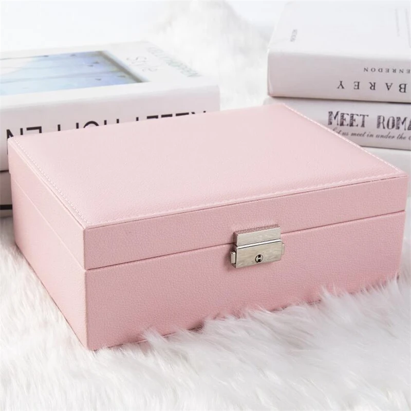 Двухслойная деревянная коробка для хранения ювелирных изделий колец из