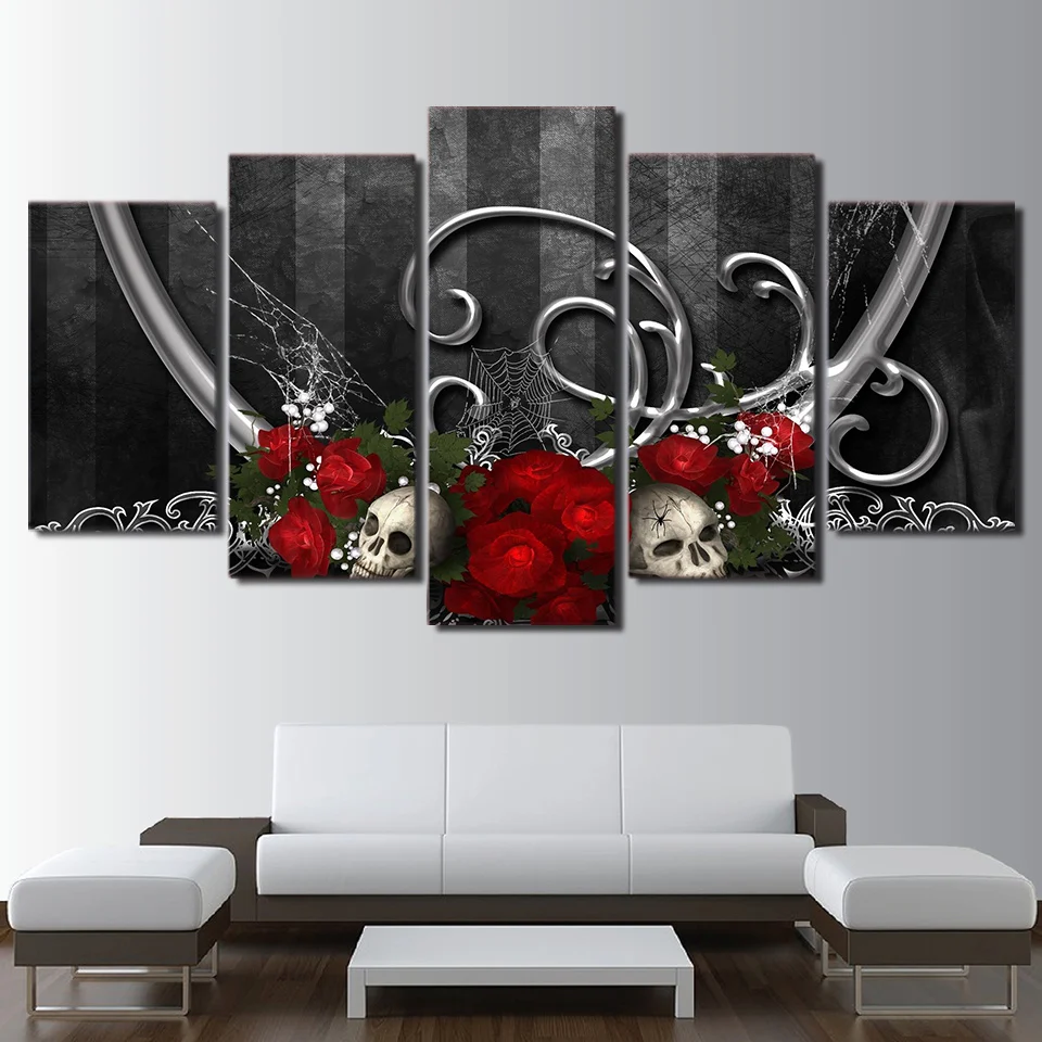 

5 Piece canvas art HD Printed Skull pattern Painting on canvas room decoration print poster picture canvas Free shipping