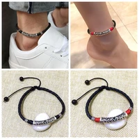 new hot 1pc vintage fashion anklet jewelry mens womens leather rope anklet ankle bracelet barefoot sandal beach foot chain
