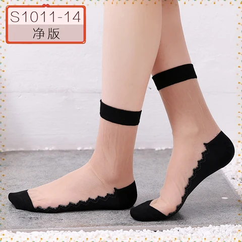 1pack5pairs Женские сексуальные кружевные чулки, короткие шелковые чулки с прозрачным цветочным дизайном, сексуальные женские вечерние чулки для улицы - Цвет: 1pack5pairs