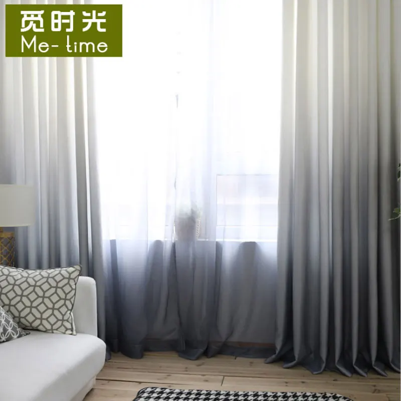 Зеленый градиентный цвет шторы s для гостиной хлопок спальни занавески из