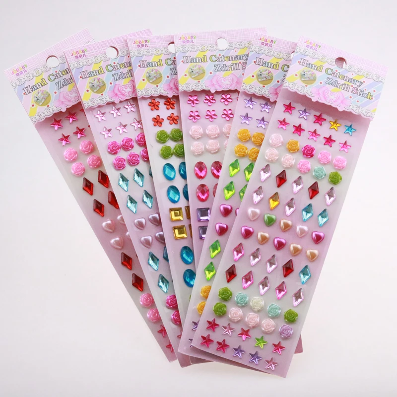 Colorful Loose Stone Rhinestones Sticker DIY Flower Heart Beads Acrylic Star Prismatic Self-adhesive | Украшения и аксессуары