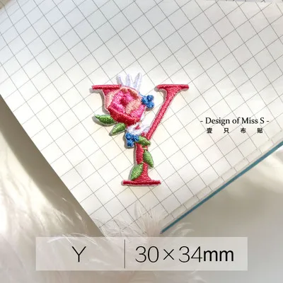 Y Flower 26 Английских Букв торт нашивки в виде цветков розы для свадебного платья железная Кружевная аппликация для одежды DIY аксессуар имя патч - Цвет: Y Flower