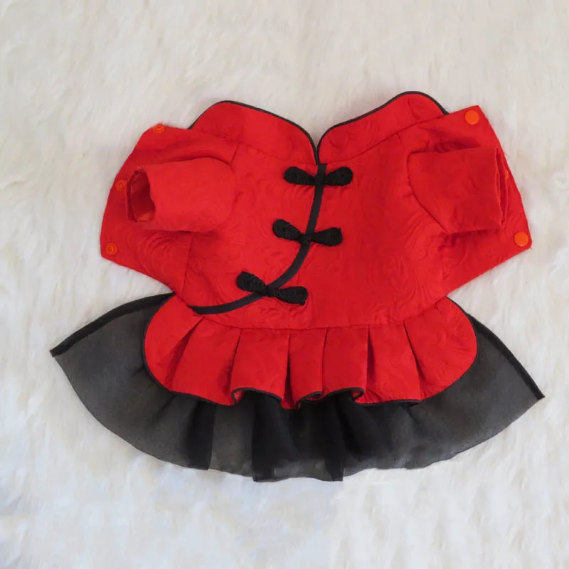Cheongsam платье для собак Зима китайский год юбка для собак плотная одежда Одежда для собак товары для домашних животных MK