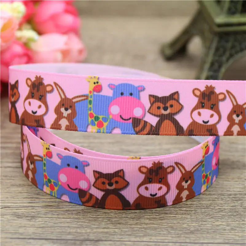 DHK 7/8 'ɵ метров с рисунками животных кота зоопарк напечатан grosgrain ленты