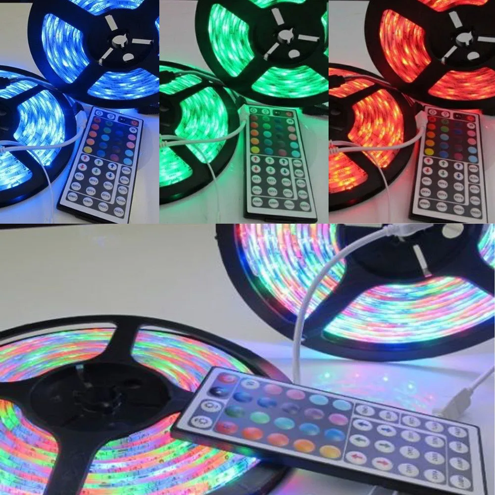 

LED Strip Light Rgb Tape Diode Neon Ribbon 10M 3528 SMD RGB 600 LED Strip light string tape+44 Key IR remote control adapter