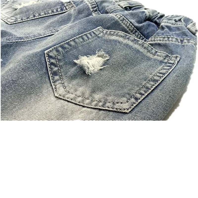 Новые детские рваные джинсы для девочек Повседневные модные штаны Свободные