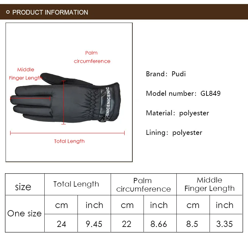 Pudi GL849 человек зимние теплые сенсорный экран перчатки 2018 новый хлопок открытый