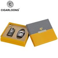 cohiba windproof 4 flame cigar lighter with built in cigar punch stainless steel 2 blades cigars cutter gift set tz 61