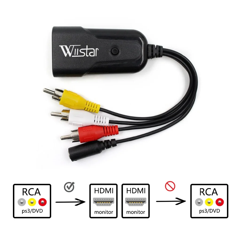3RCA AV CVBS композитный R/L аудио в HDMI конвертер адаптер|Кабели HDMI| |
