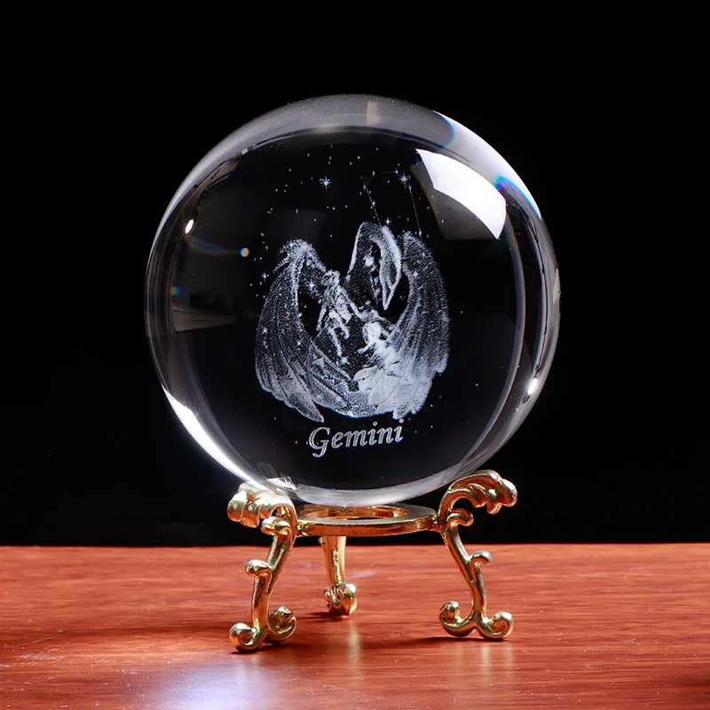 3D Хрустальный шар Gemini Zodiac с лазерной гравировкой для украшения дома Звездные