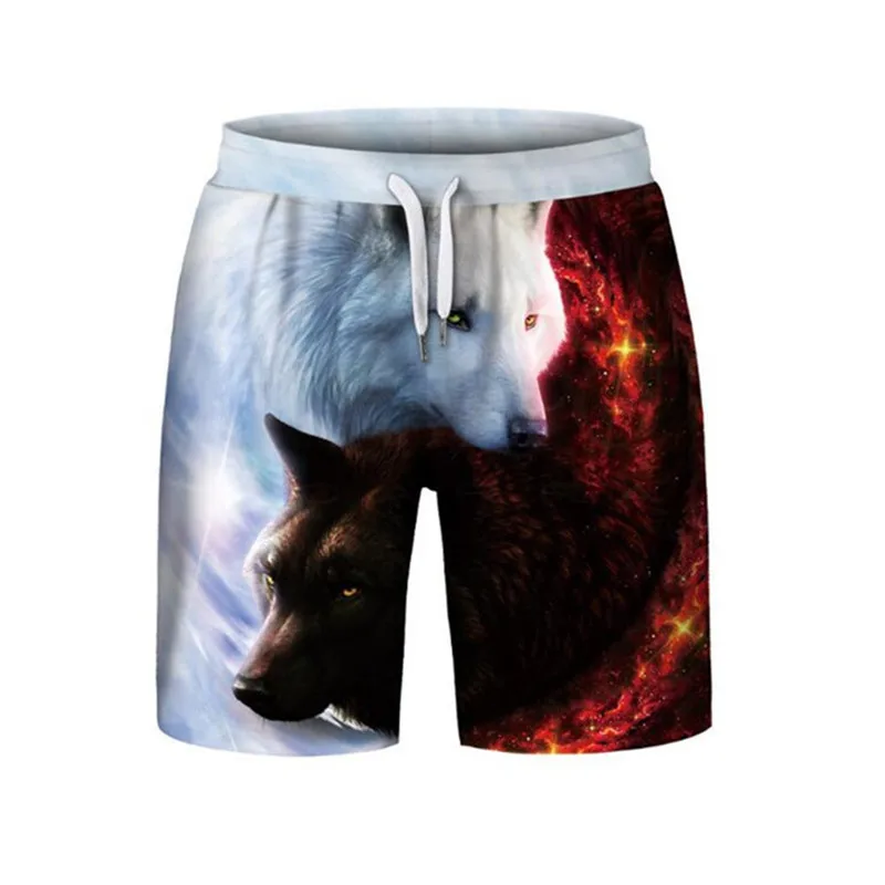 New Lonely Wolf Lion 3D Print Men Shorts Casual Cool Elastic Waist Summer Stone Printed Beach Male Fitness | Мужская одежда