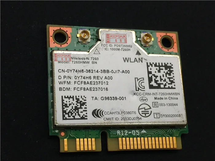 Оригинальная детская беспроводная Wi-Fi карта памяти для DELL 5537 Wireless-n 7260 7260hmw Bn Half Mini