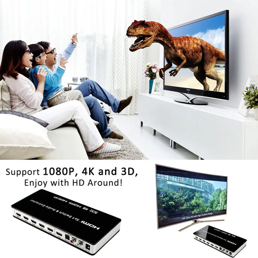 PUZHIJIE 4K2K HDMI переключатель поддерживает 5x1 4x1 порты и ИК-пульт дистанционного