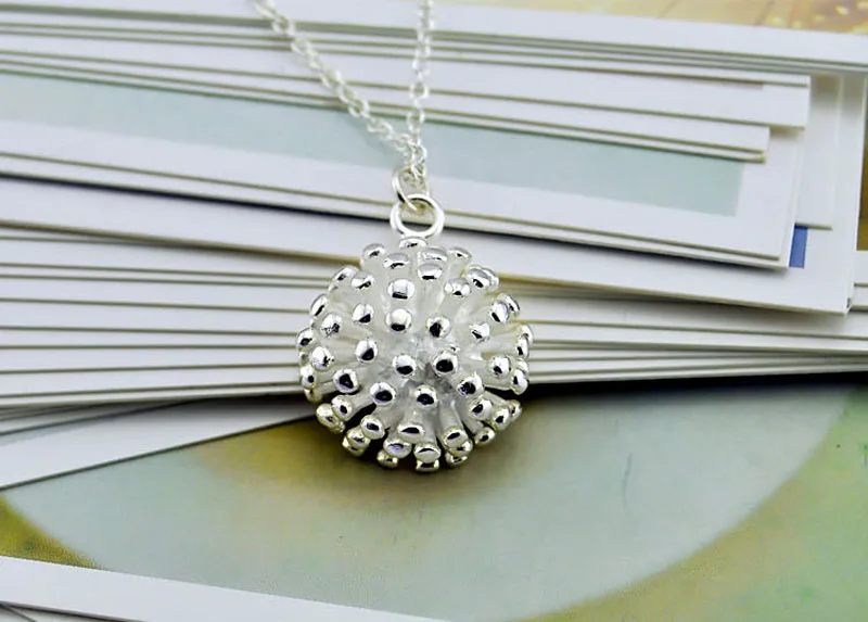 Женская цепочка из серебра 925 пробы с подвеской в виде одуванчика|designer jewelry|jewelry