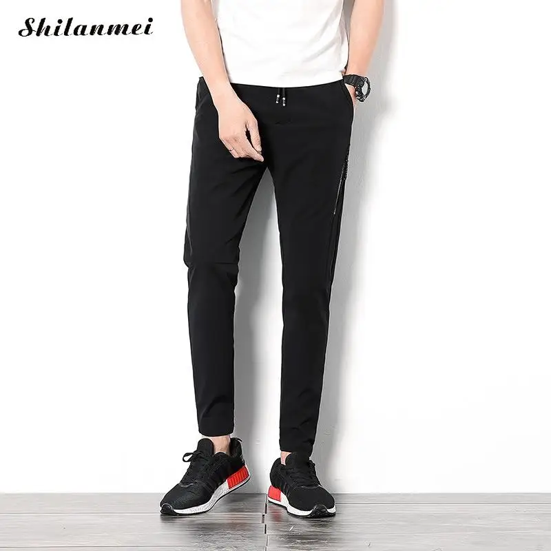 Осень Лето Для мужчин S Брюки для девочек черный шнурок Мужчин's Мотобрюки с